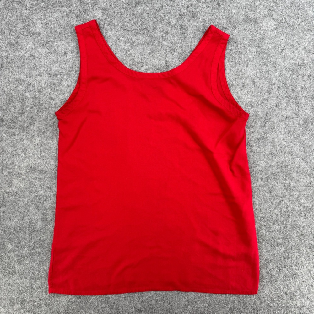 Vintage Rayon Pasta Tank Top Women M Red Scoop Neck Solid Sleeveless